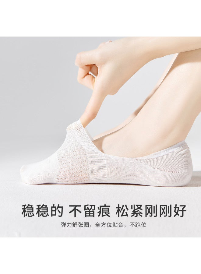 Fenton 8 Pairs Non-slip Boat Socks 100% Cotton Odor-resistant Summer Thin Invisible Socks For Women - Image 4