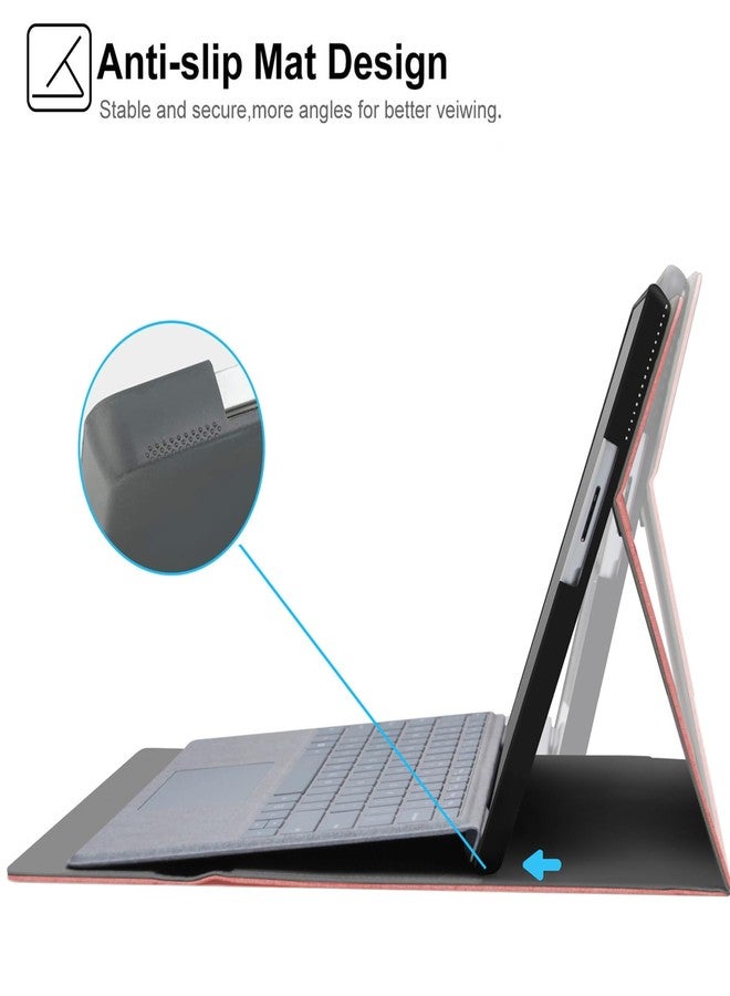 ميجو جراب Megoo Surface Pro 11 لجهاز Microsoft Surface Pro 11/10/9 مقاس 13 بوصة، جراب قابل للتعديل بزوايا متعددة، غطاء واقٍ مع حامل قلم، متوافق مع لوحة مفاتيح Type Cover (وردي) - Image 5