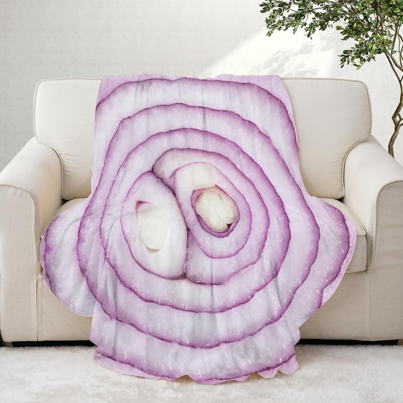 Abaysto Funny Onion Blanket for Adults & Kids, Soft Flannel Round Novelty Food Blanket, Giant Food Gift for Bedding, Crib, Sofa, Outdoors 120CM - Image 5