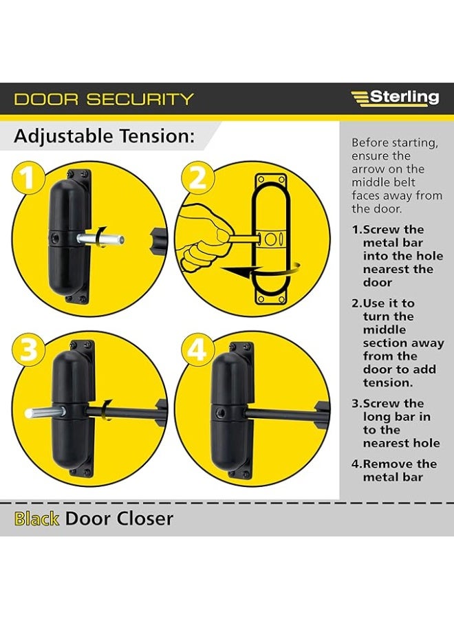 ستيرلنج ستيرلينغ 271 DCBK، مُغلِّف أبواب مُحمَّل بنابض، مُثبَّت على السطح - مُقاوم للحريق لمدة نصف ساعة، متين، مع إمكانية تعديل التحكم في الباب للاستخدام السكني والتجاري - متوفر باللون الأسود والأبيض والنحاس المصقول والكروم المصقول والكروم الساتان - Image 5