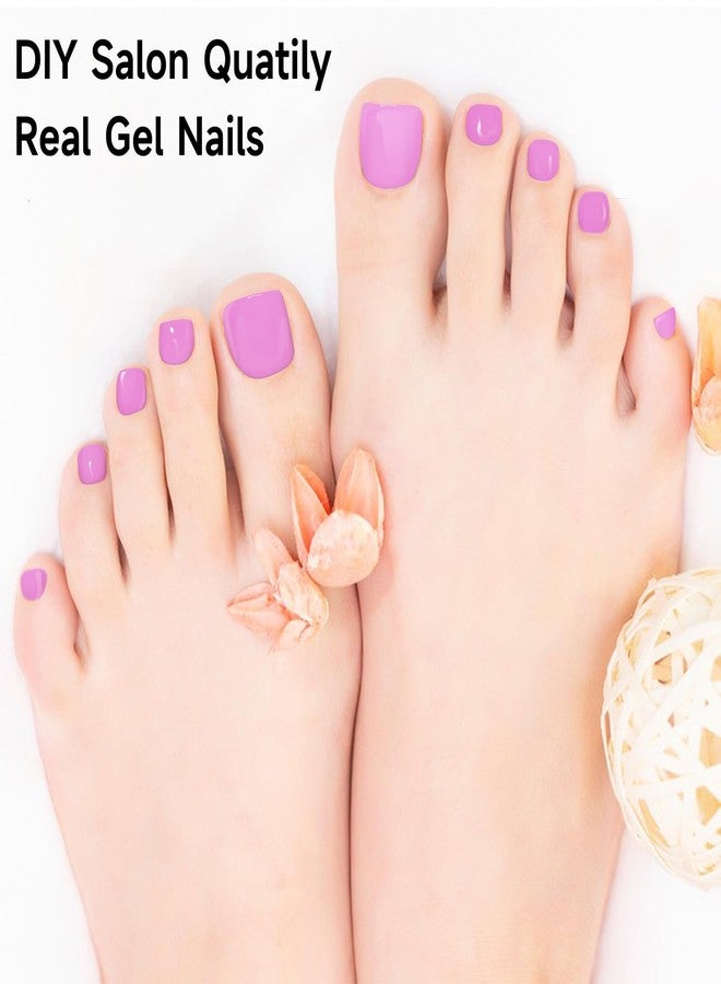 DUKASOU Semi Cured Gel Pedicure Strips, Plum Jam, 32pcs Gel Toenail Sticker - Image 4