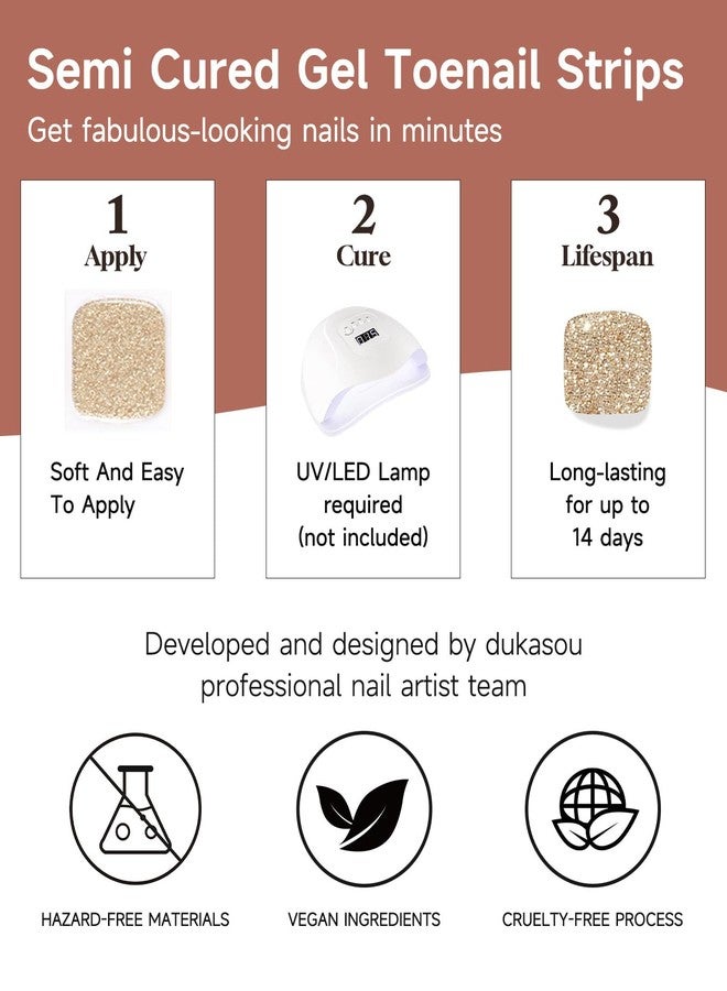 DUKASOU Semi Cured Gel Pedicure Strips, Plum Jam, 32pcs Gel Toenail Sticker - Image 3