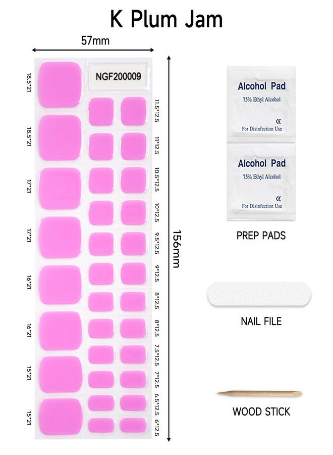 DUKASOU Semi Cured Gel Pedicure Strips, Plum Jam, 32pcs Gel Toenail Sticker - Image 5