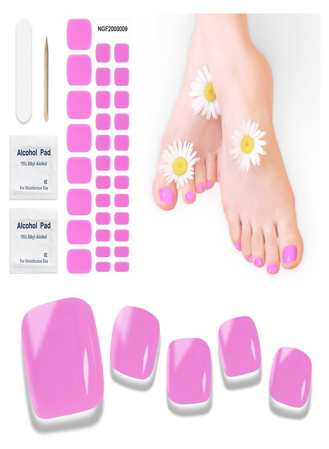 DUKASOU Semi Cured Gel Pedicure Strips, Plum Jam, 32pcs Gel Toenail Sticker - Image 1