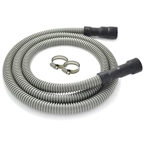 TTFLEX Dishwasher Drain Hose 6 FT Flexible Discharge Dishwasher Hose with Stainless Steel Clamps Trim to Fit 1116 1 or 118 Dishwasher End Fit 58 34 or 1 Garbage DisposalSink End