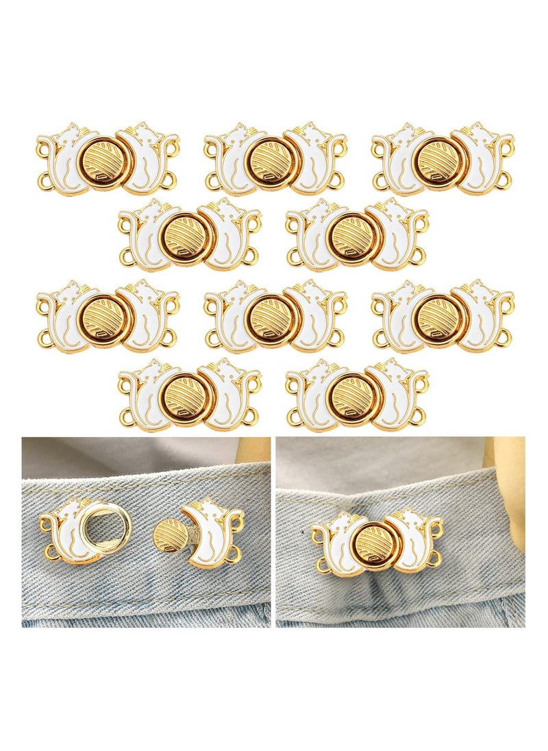 SYOSI Cute Cat Button Pins, for Jeans Adjustable Jean Buttons Pins, Pant Waist Tightener Detachable Buttons for Jeans Shirts Pants Waist Tightening Jean Buttons for Loose Jeans Cat Jeans Button Tightener  - Image 1