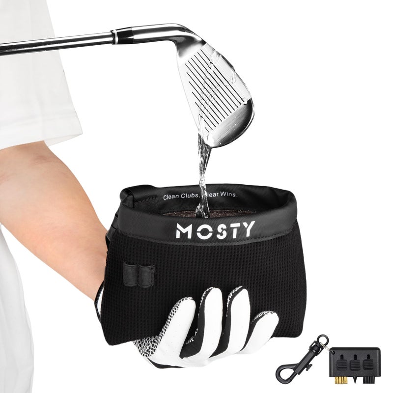 MOSTY Golf Club & Ball Cleaner Bag,Durable Golf Club Cleaning Kit and Ball Washer Pouch,Club Cleaner for Golf Bag, Golf Gifts for Men Women Golfers Him Unique, Essential Golf Accessories - Image 1