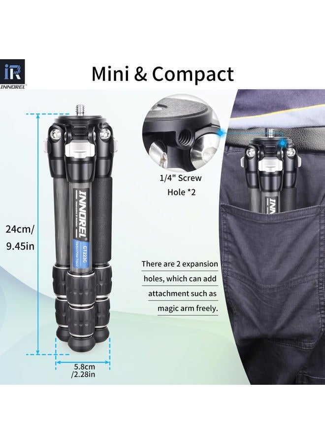 Innorel 10-Layer Carbon Fiber Mini Tripod CT223C Desktop Tripod with Low Position Macro Shooting, Tabletop Camera Stand, Compact Lightweight Portable for Digital DSLR, DV Video, Max Load 22lb/10kg - Image 5