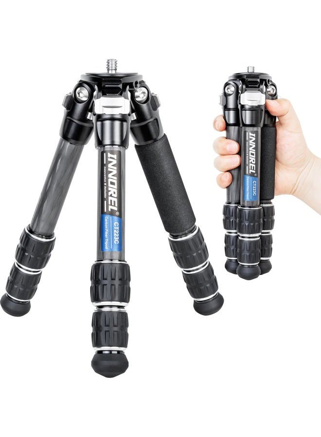 Innorel 10-Layer Carbon Fiber Mini Tripod CT223C Desktop Tripod with Low Position Macro Shooting, Tabletop Camera Stand, Compact Lightweight Portable for Digital DSLR, DV Video, Max Load 22lb/10kg - Image 1