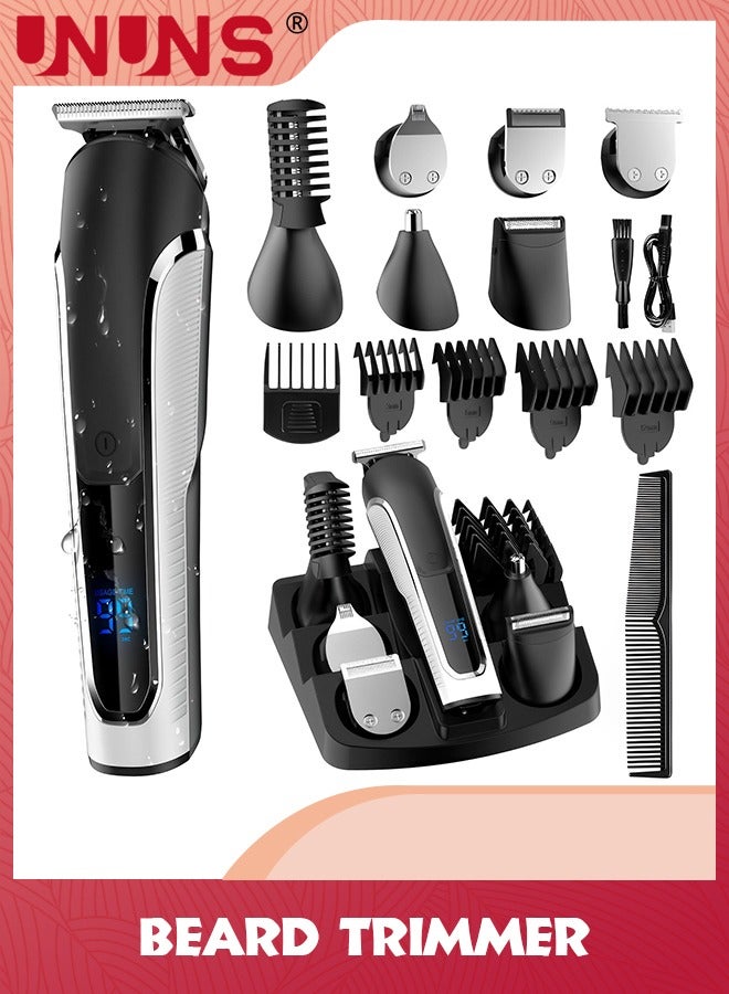 UNUNS Beard Trimmer For Men,Waterproof Electric Razor Hair Trimmer With Digital Display,Washable Hair Clippers For Beard,Mens Grooming Kit For Nose Mustache Body Facial Gifts For Men Father Husband - Image 1
