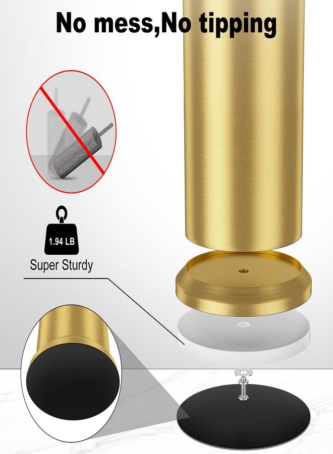 UNCONSIL Brass Toilet Brush and Holder，Long Handled Gold Toilet Brush for Bathroom，Stainless Steel Heavy Duty Toilet Bowl Brush,Removable Inner Bowl,Deep Cleaning Dense Bristles Cleaner Brush -Space Saving - Image 2
