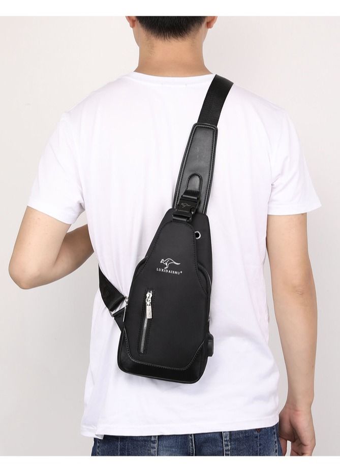 DubaiGallery Men Woman's Waterproof USB Charging Oxford Crossbody Bag Anti Theft Shoulder Sling Bag Short Travel Messenger Chest Pack for Male E0S6 - Image 1