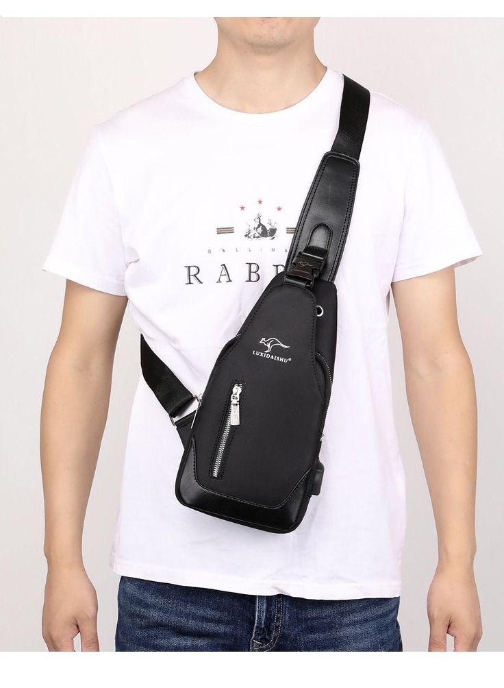 DubaiGallery Men Woman's Waterproof USB Charging Oxford Crossbody Bag Anti Theft Shoulder Sling Bag Short Travel Messenger Chest Pack for Male E0S6 - Image 2