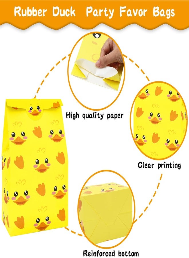 JarThenaAMCS 24Pcs Summer Rubber Duck Party Favor Bag Yellow Duckies Paper Treat Gift Bags with Tag Stickers Cute Candy Goodie Bags for Baby Shower Birthday Party Supplies - Image 3