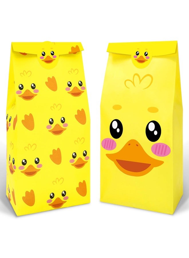 JarThenaAMCS 24Pcs Summer Rubber Duck Party Favor Bag Yellow Duckies Paper Treat Gift Bags with Tag Stickers Cute Candy Goodie Bags for Baby Shower Birthday Party Supplies - Image 1