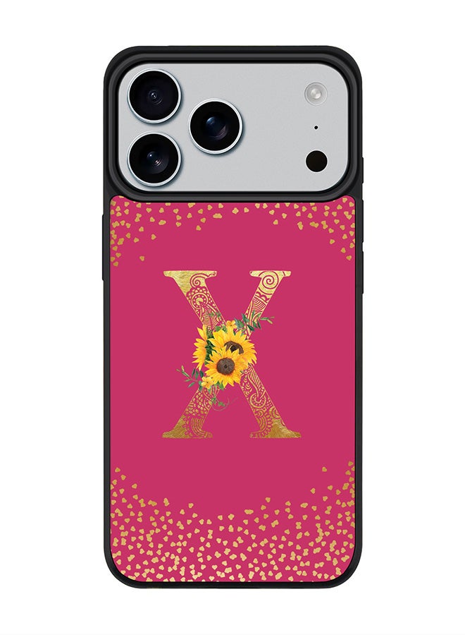 Stylizedd iPhone 17 Pro Max Case, [Compatible with MagSafe] Slim Magnetic cover Phone Case iPhone 17 Pro Max -Custom Floral Monogram - X ( Deep Pink ) - Image 1
