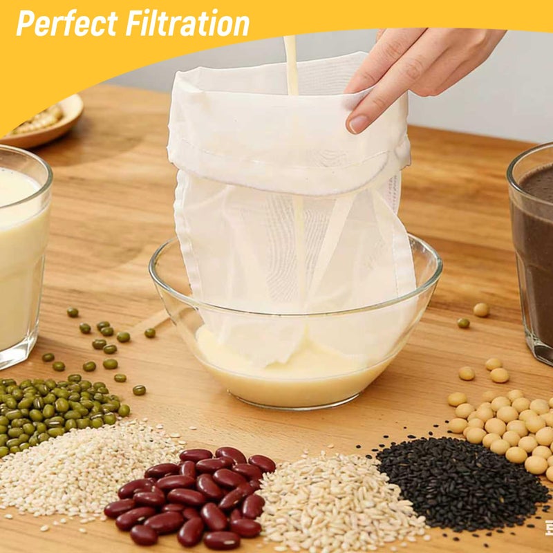 PRINKROOMY Reusable Fine Mesh Strainer Bag, Multi-Use Nylon Filter for Nut Milk Brewing & Juice Extraction, Food Grade Filtration Bag (200Mesh-2pcs) - Image 3