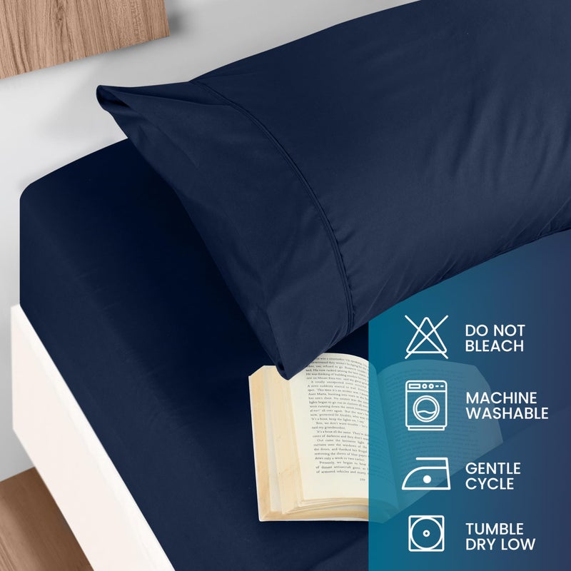 Utopia Bedding Queen Sheet Set - Brushed Microfiber - Soft Bed Sheets for Queen Size Bed Set - Includes 1 Fitted, 1 Flat, & 2 Pillow Cases - Deep Pocket (Navy) - Image 5