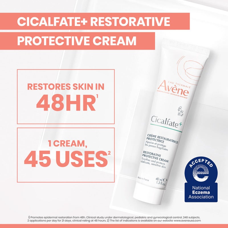 Avene Cicalfate+ Restorative Protective Cream, postbiotic skincare for sensitive skin, helps restore skin barrier, face and body, safe for infants, children and adults, 1.3 Fl Oz - Image 2