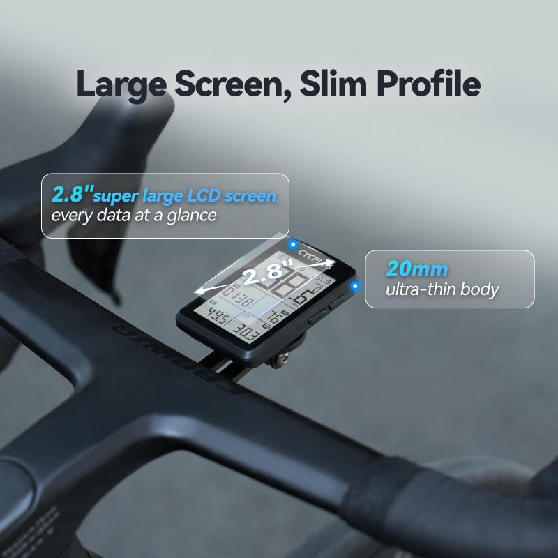 CYCPLUS Bike Computer GPS Wireless, ANT+ Cycling Computer GPS with Bluetooth, 2.8" LCD Screen,100+ Hours Battery Endurance Bike Speedometer with Auto Backlight IP67 Waterproof - Image 2