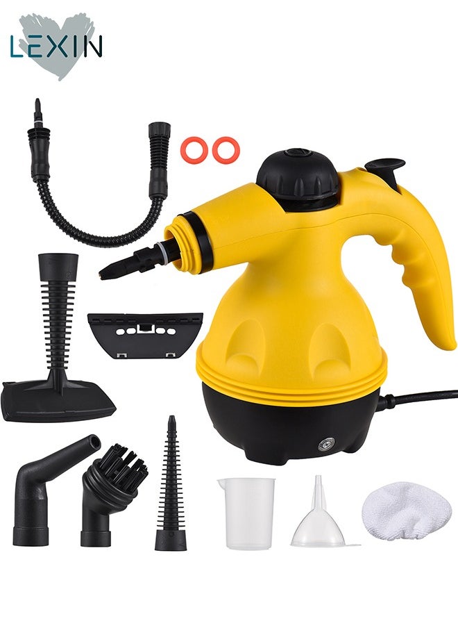 LEXIN Portable Handheld Steam Cleaner, 1000W Multi-Surface Cleaning Machine with 10 Accessories, 350ml Tank, Yellow/Black  - Image 1