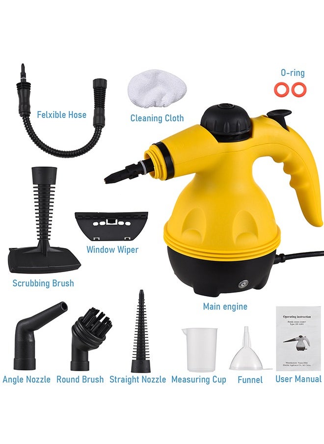 LEXIN Portable Handheld Steam Cleaner, 1000W Multi-Surface Cleaning Machine with 10 Accessories, 350ml Tank, Yellow/Black  - Image 5