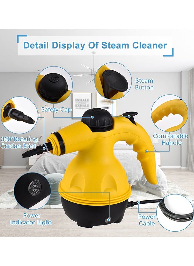 LEXIN - Portable Handheld Steam Cleaner, 1000W Multi-Surface Cleaning Machine with 10 Accessories, 350ml Tank, Yellow/Black - Image 1