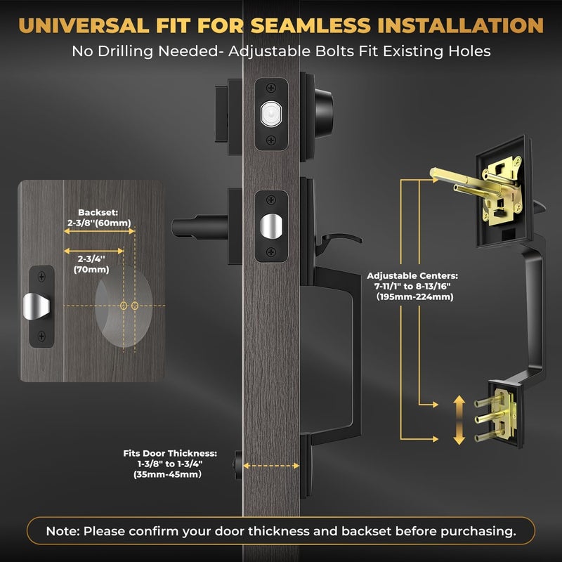 Ohuhu Matte Black Front Door Lock Set with Lever Handle and Deadbolt - Image 2