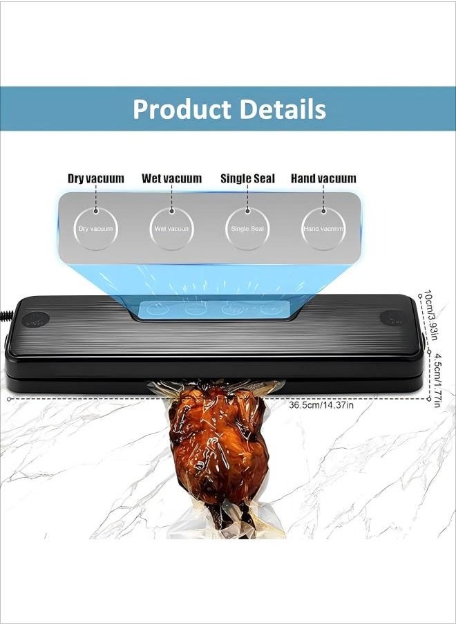 Generic Vacuum Sealing Machine Food Vacuum Sealing Machine Automatic Air Sealing System For Food Storage Dry Wet Sealing Machine Compact Design 12.6 Inches Bring 10 Food Pattern Bags Black  - Image 2