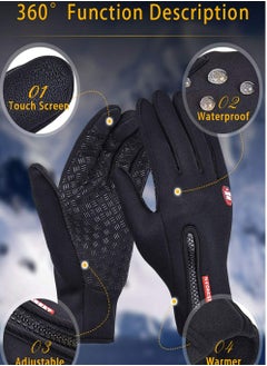 Dominy Winter Warm Gloves for Men and Women, with Windproof and Waterproof Features, Sensitive Touch Screen Texting Fingers for Work, Cycling, Driving(Black, Size XL)  - Image 3