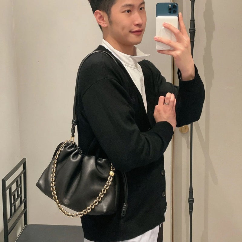 Big Brand Same Style Genuine Leather Drawstring Chain Lucky Bag Cloud Bag Fashionable One-Shoulder Crossbody Hand Bucket Bag - Image 4