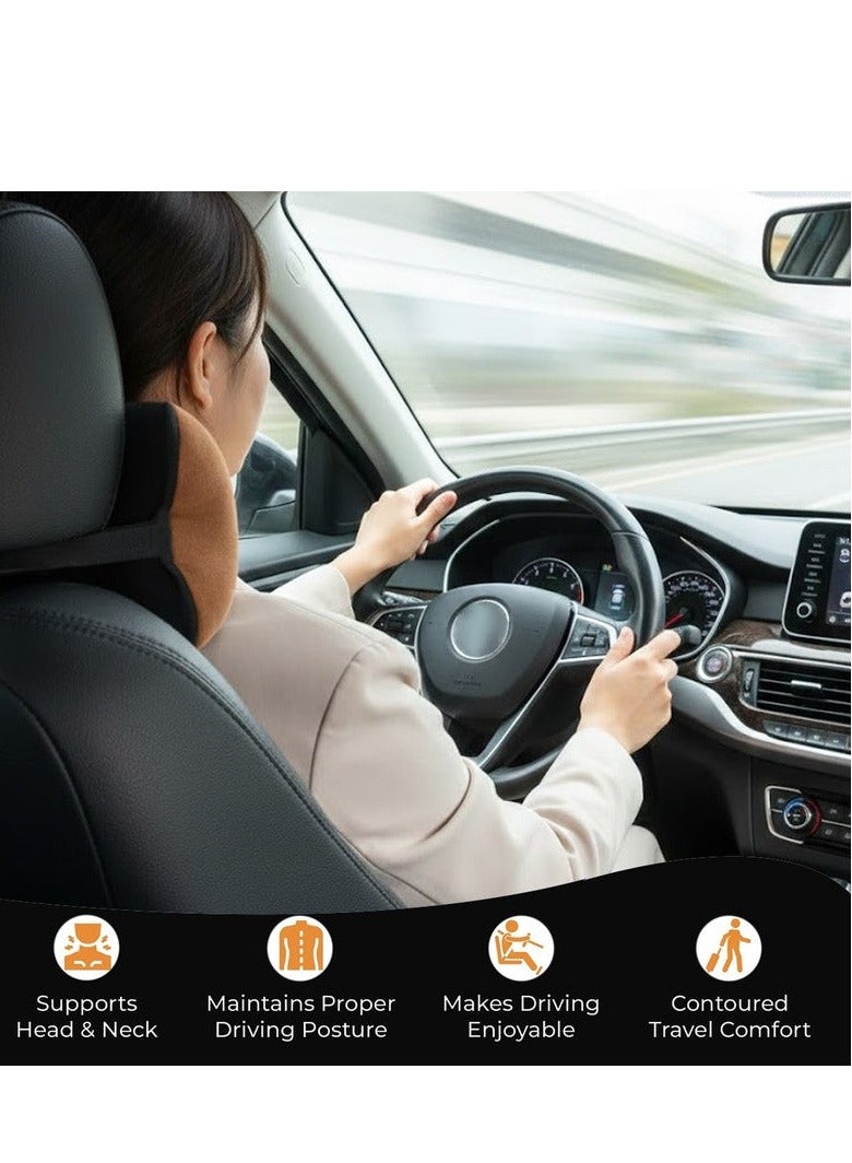 SPIDER Car Neck Pillow Headrest Cushion 2PCS Ergonomic Memory Foam Neck Support for Car Seat, Soft Breathable Head Neck Rest Pillow for Driving Travel Office Chair, Adjustable Strap Universal Fit Auto Seat Comfort Cushion - Image 5