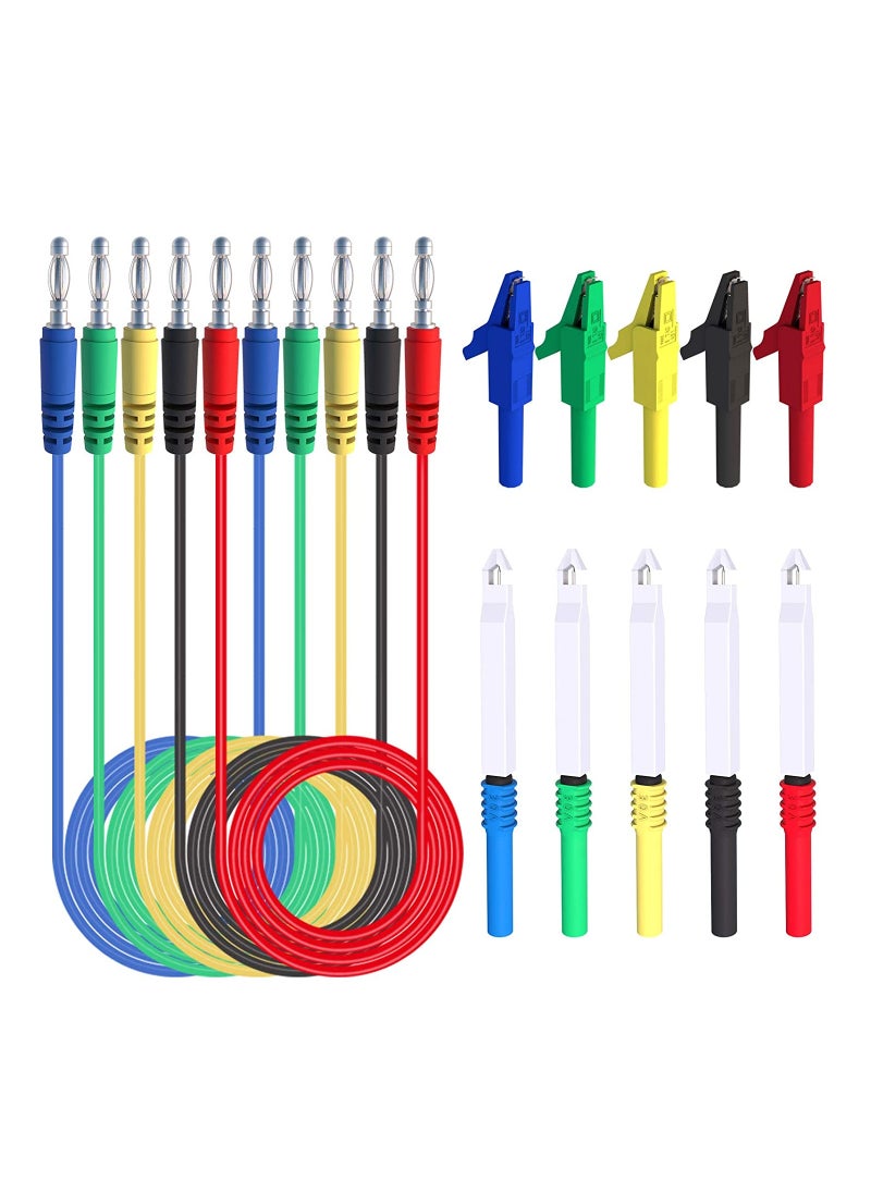 KASTWAVE Circuit Testers, Banana to Banana Plug Test Leads Kit, with Alligator Clips Insulation Wire Piercing Probes, for Multimeter Automotive Diagnostic Testing, 4mm  - Image 1