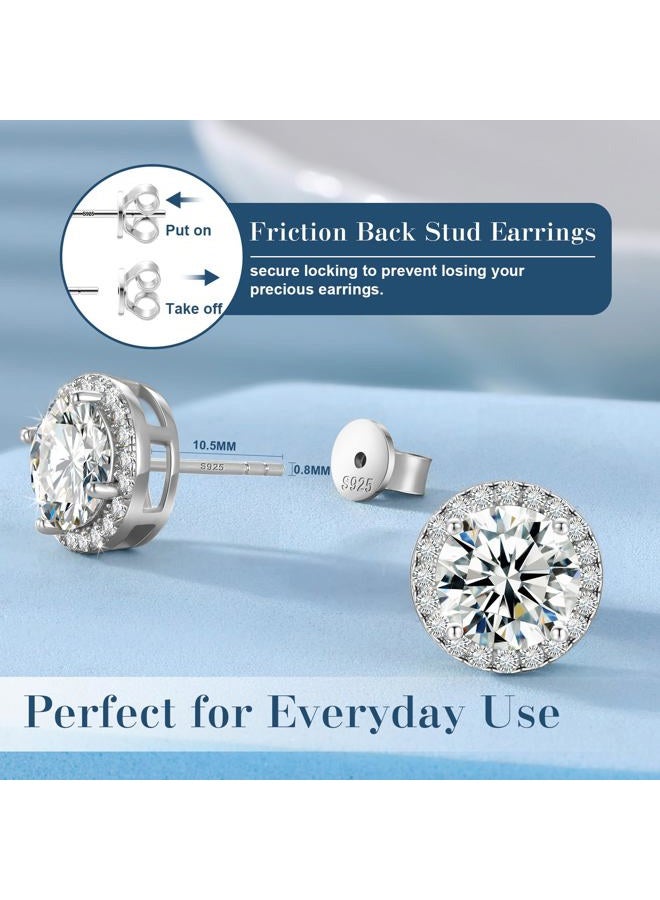 TUHE Moissanite Halo Earrings 0.2-4Carats(3-8mm) Moissanite Stud Earrings 18k Gold Over 925 Sterling Silver Earrings for Women Men D Color VVS1 Round Cluster Stud Push Back Ice Out Ear Studs, 0.8 Carats - Image 4