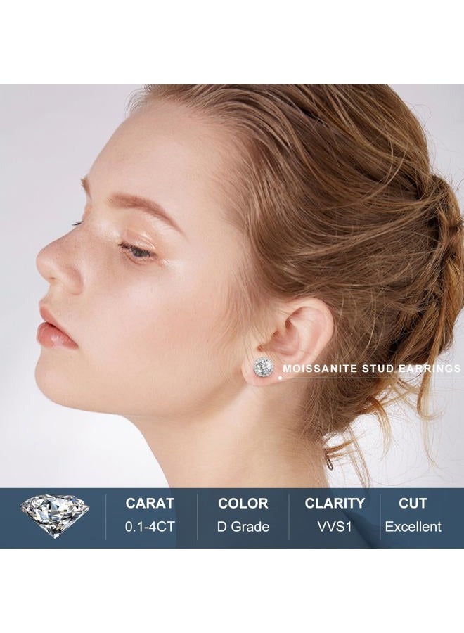 TUHE Moissanite Halo Earrings 0.2-4Carats(3-8mm) Moissanite Stud Earrings 18k Gold Over 925 Sterling Silver Earrings for Women Men D Color VVS1 Round Cluster Stud Push Back Ice Out Ear Studs, 0.8 Carats - Image 2