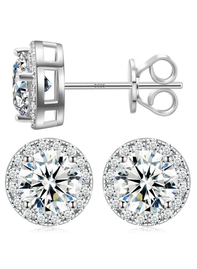 TUHE Moissanite Halo Earrings 0.2-4Carats(3-8mm) Moissanite Stud Earrings 18k Gold Over 925 Sterling Silver Earrings for Women Men D Color VVS1 Round Cluster Stud Push Back Ice Out Ear Studs, 0.8 Carats - Image 1