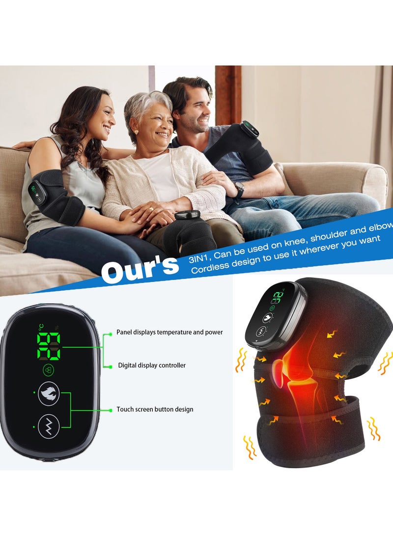 Smart Touch Screen Wireless Heating Knee Massager, Timed Knee Heating Pad, Portable Knee Shoulder And Elbow 3-in-1 Heating Vibration Massager, Relieve Joint Pain and Pressure (single) - Image 1