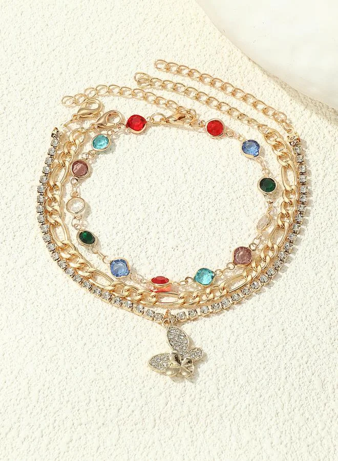Take Two  Set of 3 - Butterfly Drop Anklet for Women | Best Price UAE