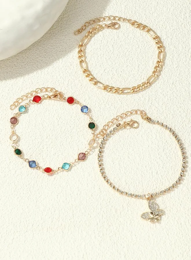 Take Two  Set of 3 - Butterfly Drop Anklet for Women | Best Price UAE