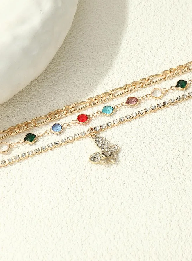 تايك تو Set of 3 - Butterfly Drop Anklet