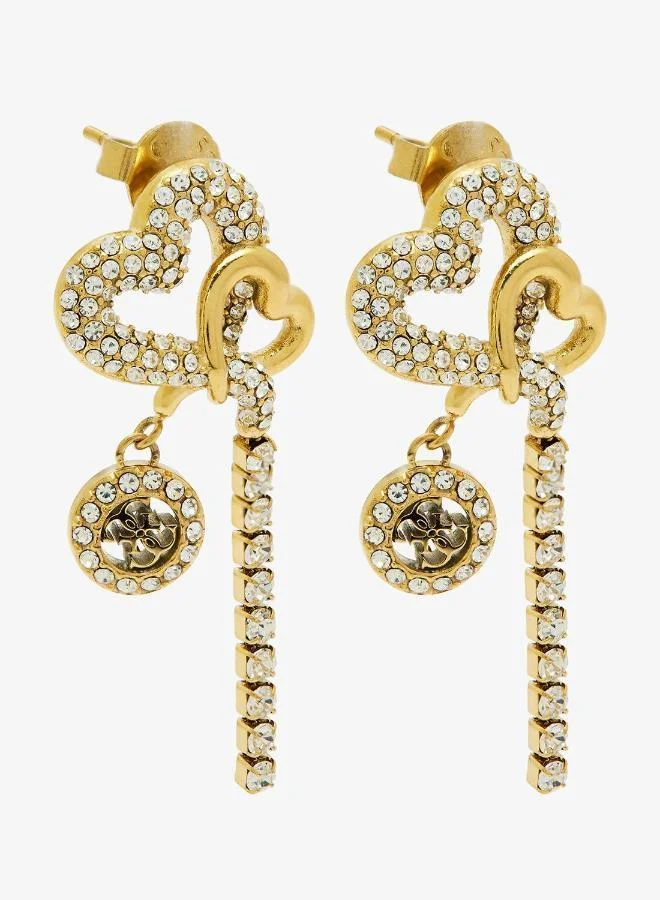 Pave Hearts Drop Earrings