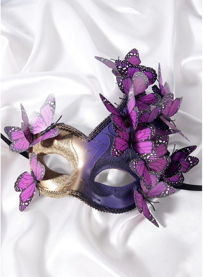 Zinniday Purple Butterfly Masquerade Mask for Women - Elf Mysterious Fantasy Fairy Masks Monarch Butterfly Eyemask for Women Lady Couples Halloween Renaissance, 1920s 50s Party Renfaire Prom - Image 4