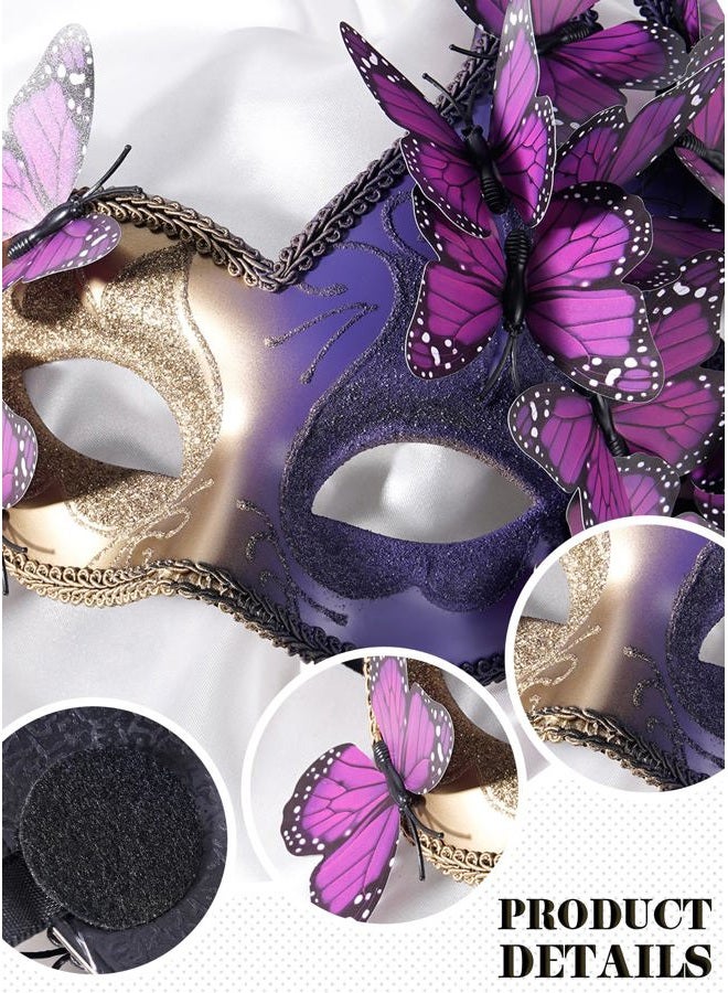 Zinniday Purple Butterfly Masquerade Mask for Women - Elf Mysterious Fantasy Fairy Masks Monarch Butterfly Eyemask for Women Lady Couples Halloween Renaissance, 1920s 50s Party Renfaire Prom - Image 5