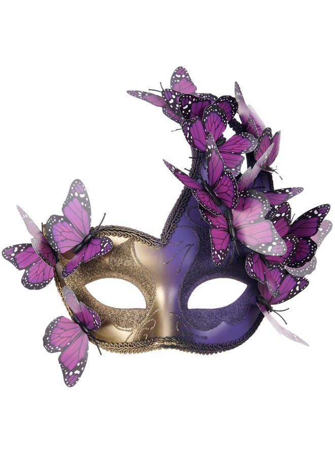 Zinniday Purple Butterfly Masquerade Mask for Women - Elf Mysterious Fantasy Fairy Masks Monarch Butterfly Eyemask for Women Lady Couples Halloween Renaissance, 1920s 50s Party Renfaire Prom - Image 1