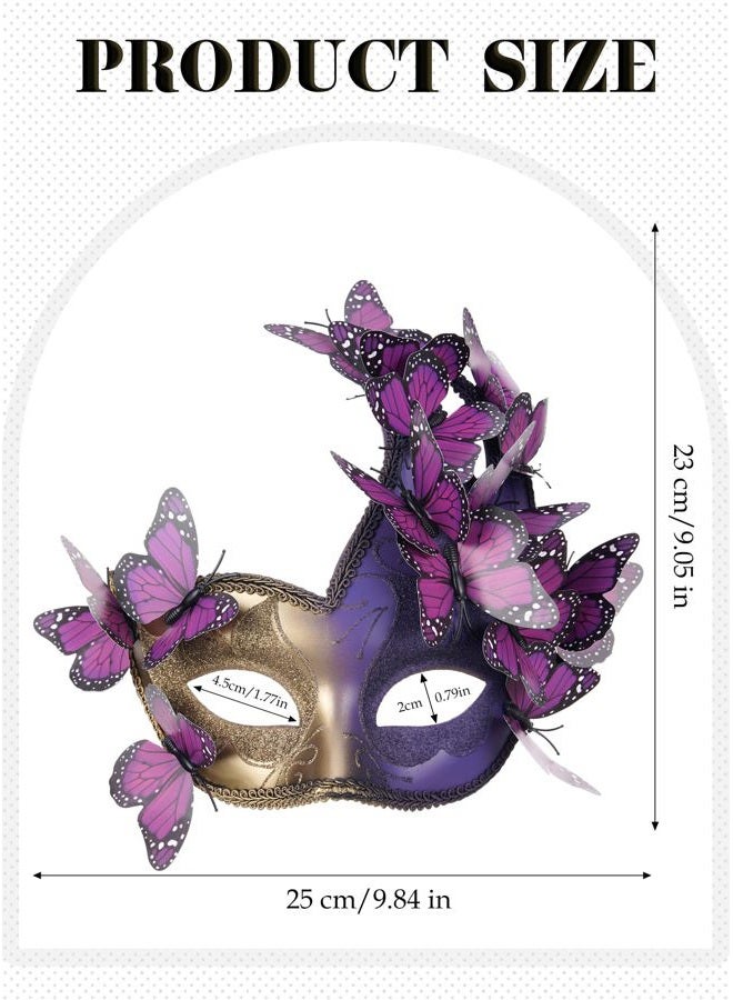 Zinniday Purple Butterfly Masquerade Mask for Women - Elf Mysterious Fantasy Fairy Masks Monarch Butterfly Eyemask for Women Lady Couples Halloween Renaissance, 1920s 50s Party Renfaire Prom - Image 2