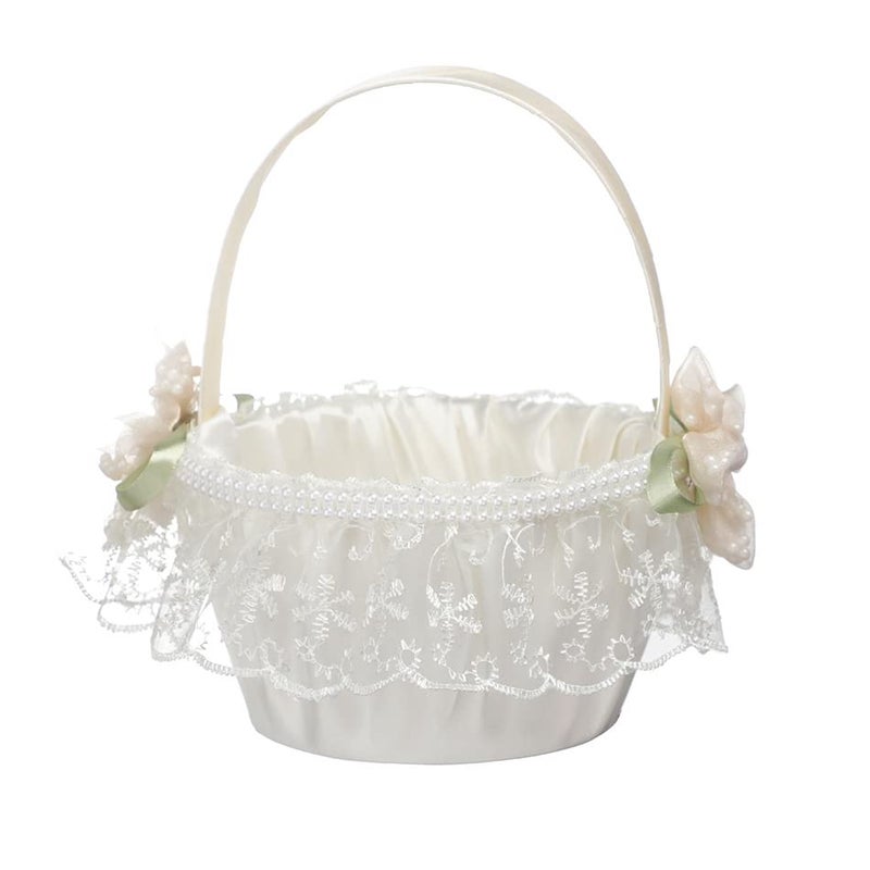 Yuudar 2 PCS Wedding Flower Girl Baskets,Creative Hand-held Lace Rhinestone Flower Baskets for Flower Bride/Kids Wedding Ceremony Party Accessories (C) - Image 3