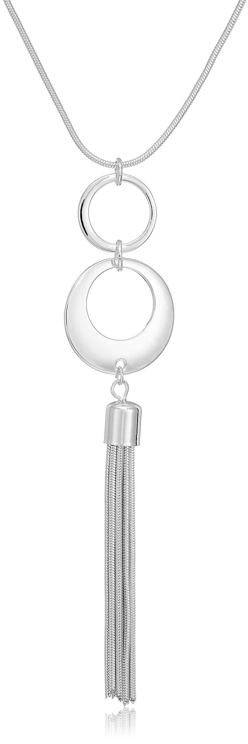 Nine West Ring Around Silvertone Tassel Pendant Necklace, 36" L - Image 4