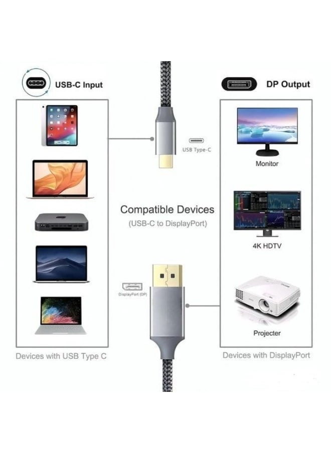 Generic - USB-C to DisplayPort 1.4 Cable – 2 Meters, 8K@60Hz, 4K@144Hz, High-Speed Video & Audio Transmission - Image 1