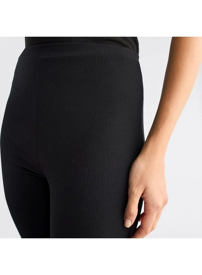 Splash FAV Full Length Ribbed Flared Leggings with Elasticated Waistband
