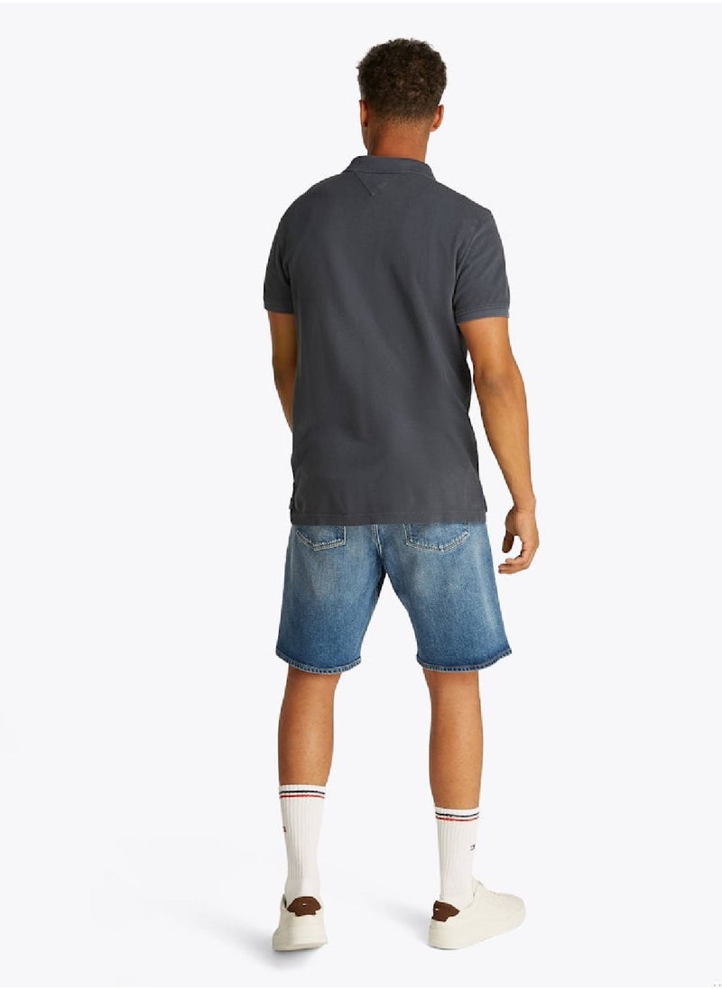 TOMMY JEANS Men's Slim Fit Polo Shirt - Cotton, Grey  - Image 4